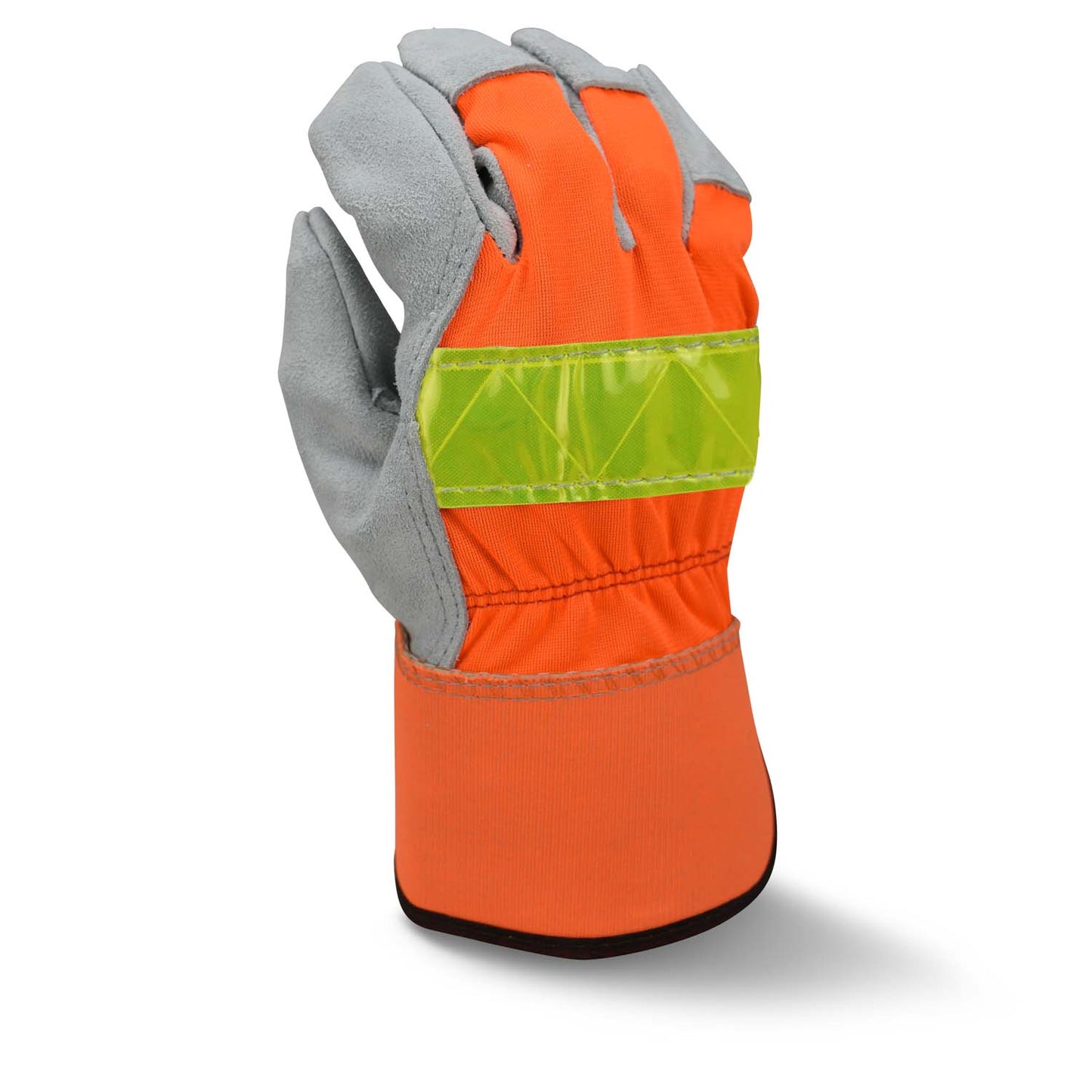 RADIANS RWG3200HV HI-VIS REGULAR SHOULDER GRAY SPLIT COWHIDE LEATHER PALM GLOVE