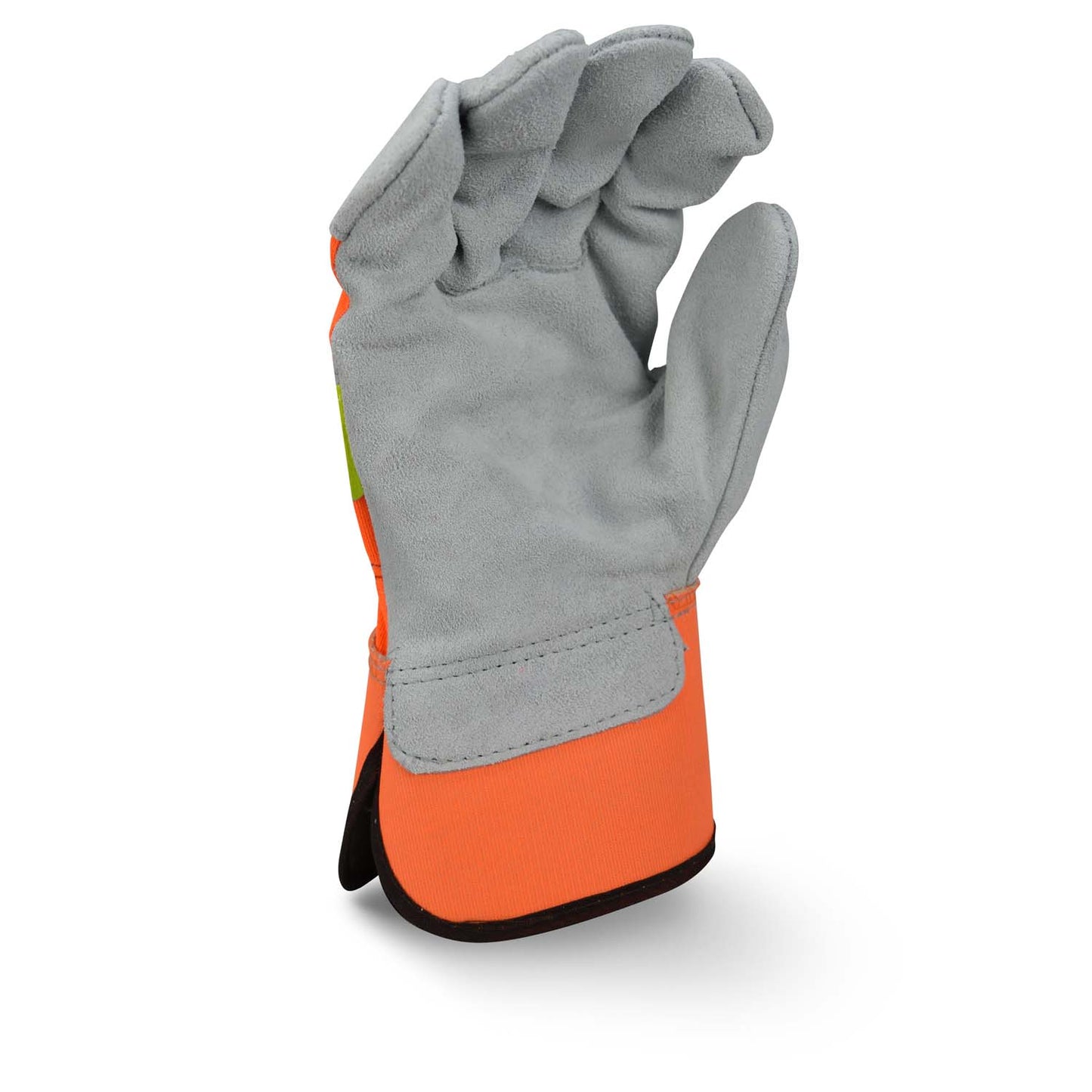 RADIANS RWG3200HV HI-VIS REGULAR SHOULDER GRAY SPLIT COWHIDE LEATHER PALM GLOVE