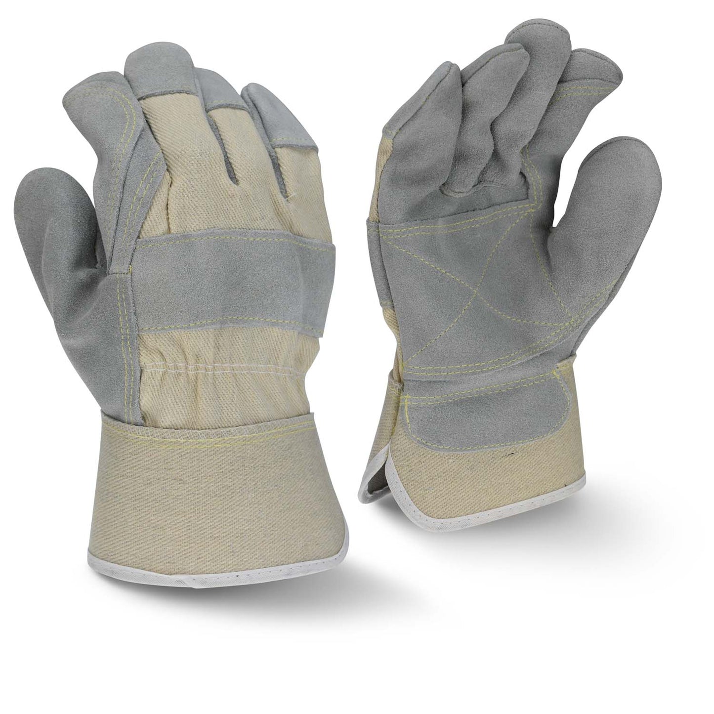 RADIANS RWG3400WDP SIDE SPLIT GRAY COWHIDE LEATHER DOUBLE PALM GLOVE