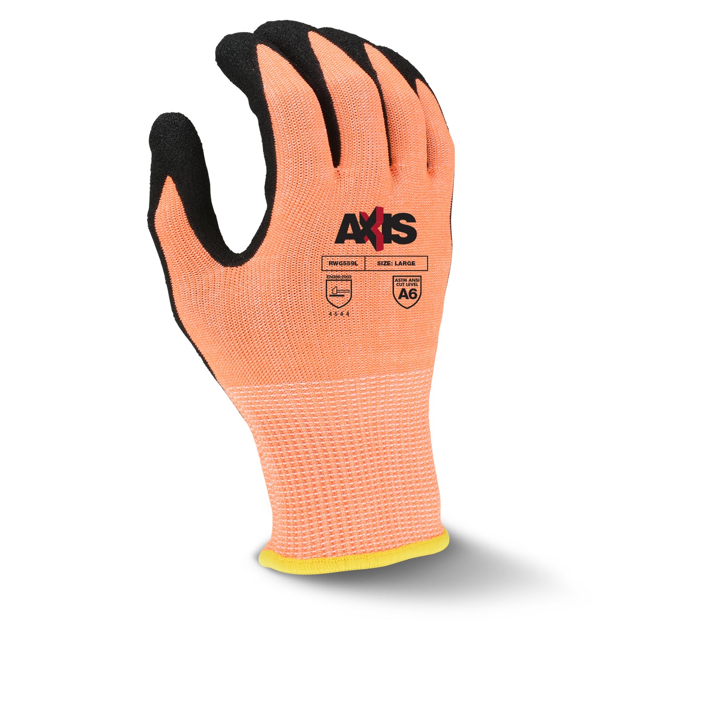 RADIANS RWG559 AXIS™ CUT PROTECTION LEVEL A6 SANDY NITRILE COATED GLOVE