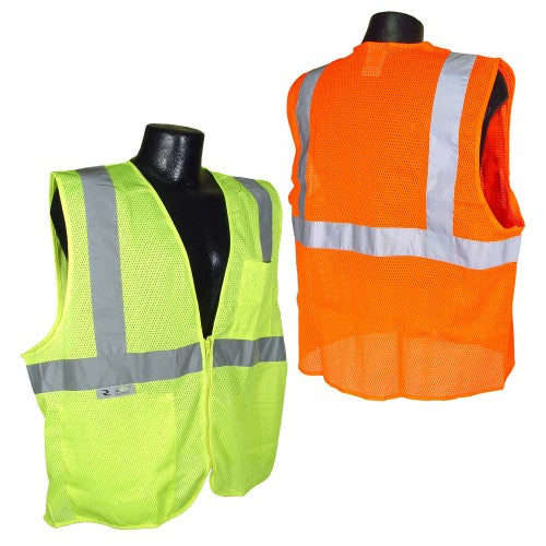 SV25 ECONOMY CLASS 2 SELF EXTINGUISHING SAFETY VEST WITH ZIPPER