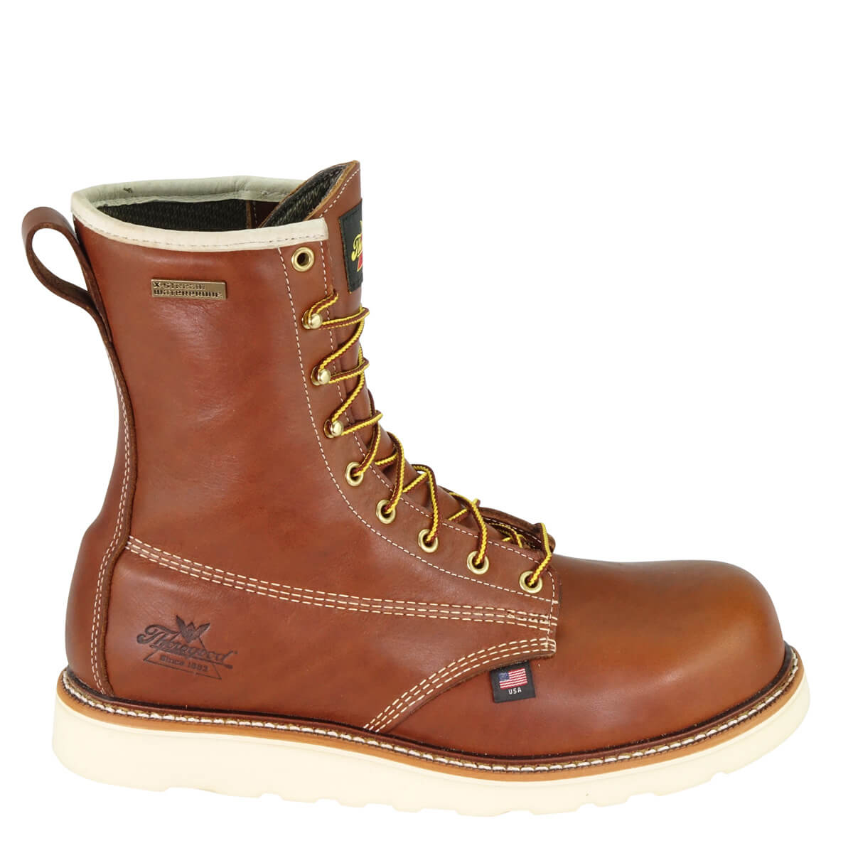 AMERICAN HERITAGE – WATERPROOF – 8″ TOBACCO COMPOSITE SAFETY TOE – PLAIN TOE MAXWEAR WEDGE™