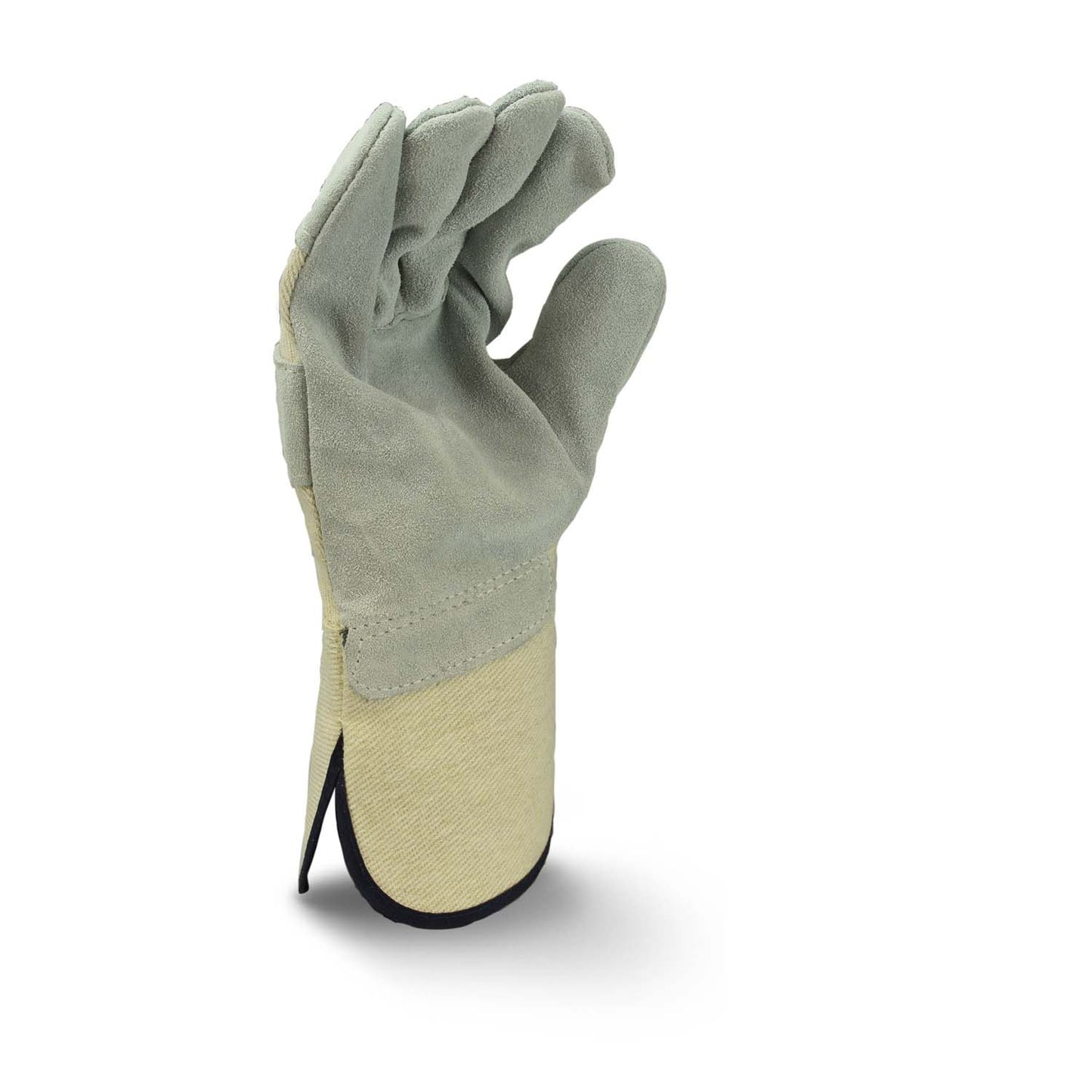 RADIANS RWG3400DPG SIDE SPLIT GRAY COWHIDE LEATHER DOUBLE PALM GLOVE WITH GAUNTLET CUFF